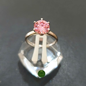 Nhẫn Moissanite Hồng Khung Bạc