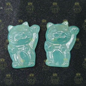 Charm Mèo Thần Tài Lam Ngọc